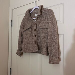 Z Supply Brown Teddy Jacket with Button Detail